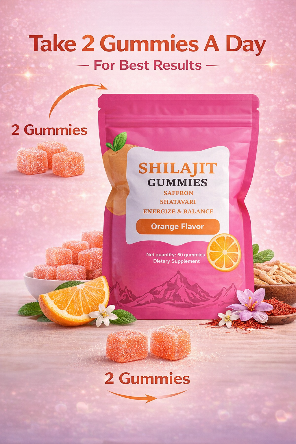 Shilajit Gummies – Orange Flavor | Energy & Balance Support (60 Gummies)