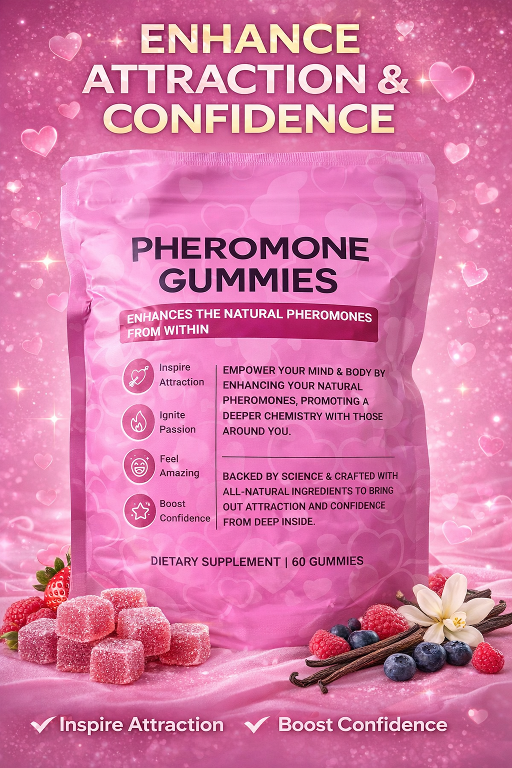 Pheromone Gummies – Enhance Attraction & Confidence (60 Gummies)